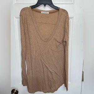Free People Oversized Brown Shirt Top Blouse Small / S